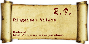 Ringeisen Vilmos névjegykártya